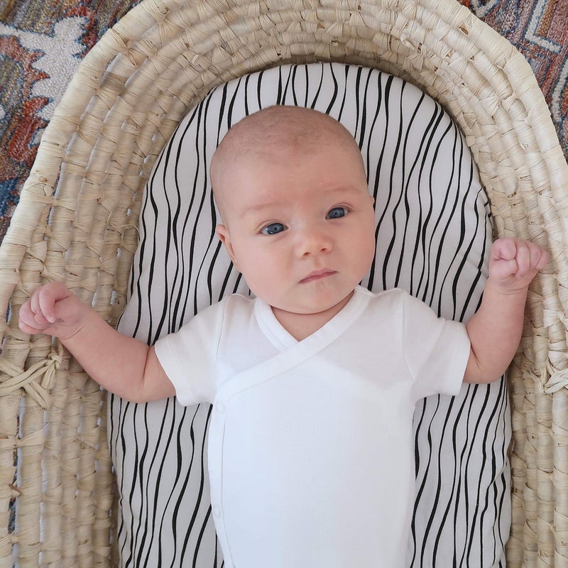 Ely's & Co. Bassinet Sheet Set 2 Pack 100% Jersey Cotton Black and White Abstract Stripes and Dots by Ely's & Co - Image 5